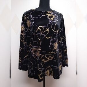 Briggs black velvet gold silver glitter top